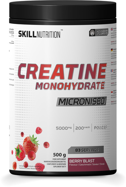 Skill Nutrition Micronised Creatine Monohydrate Flavoured Berry Blast for Muscle Strength and Performance 500g