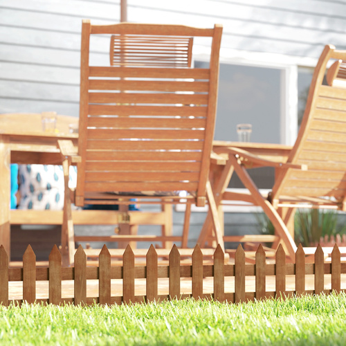 Outsunny Pack of 12 Wooden Border Fences, Garden Fixed Picket Fence for Lawn Edging, Flowerbed, 60L x 1D x 34H cm, Brown