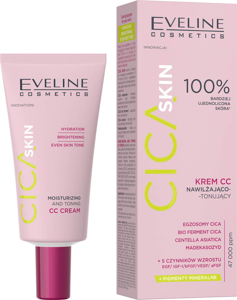 Eveline Cica Skin CC Cream Moisturizing and Toning Evens Out Skin Tone 30ml