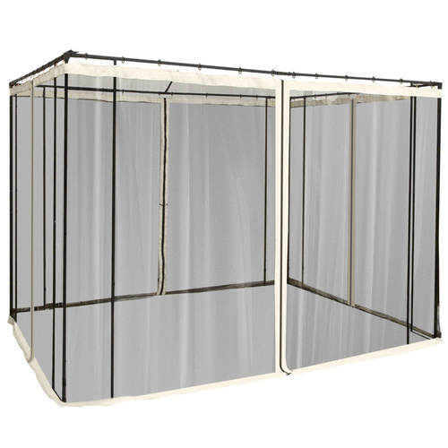 Outsunny 302 x 207cm Universal Replacement Mesh Sidewall Netting for Patio Gazebos and Canopy Tents, (Sidewall Only) Cream White