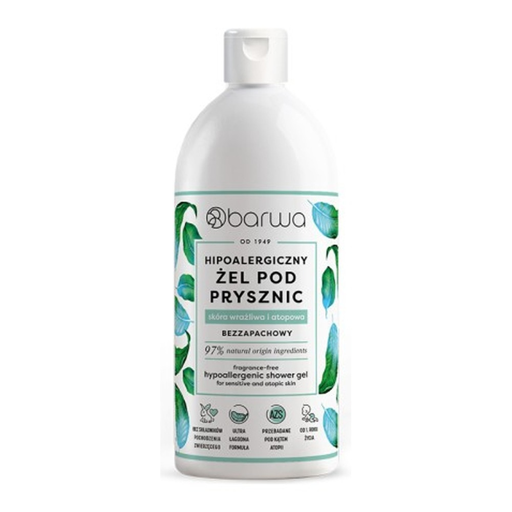 Barwa Hypoallergenic Shower Gel Unscented for Sensitive Skin 400ml