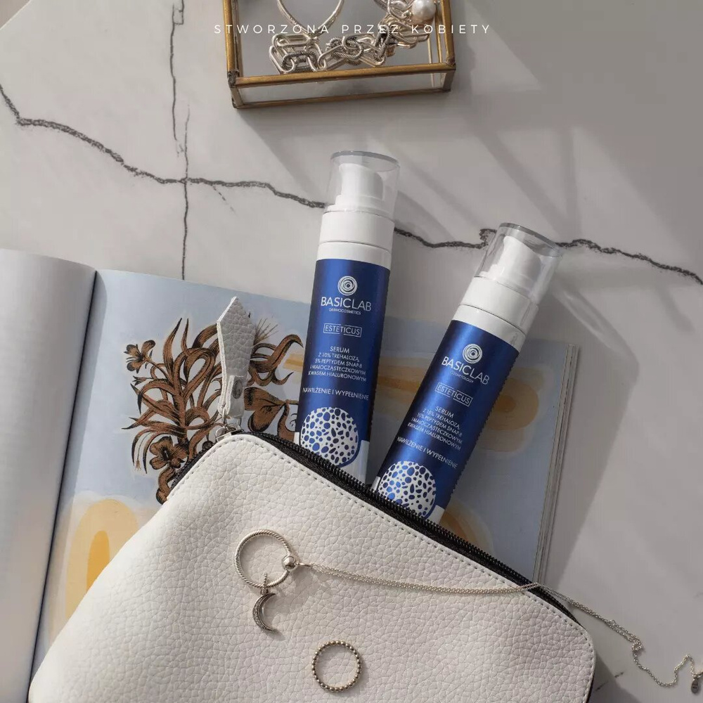 BasicLab Dermocosmetics Serum z Trehalozą 10% i 5% Peptydem Nawilżenie i Wypełnienie dla Skóry Suchej i Bardzo Suchej na Dzień i na Noc 50ml