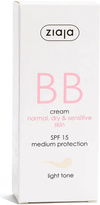 Ziaja BB Aktywny Krem na Nedoskonałości Cera Sucha, Wrażliwa i Normalna SPF15 Odcień Jasny 50ml
