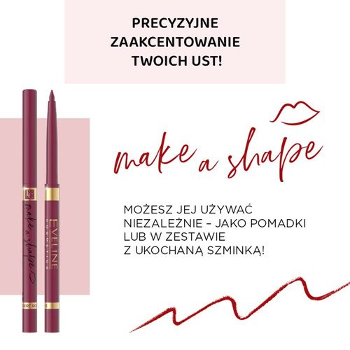 Eveline Automatic Lip Liner Make a Shape Long Lasting Formula 05 Pink Rose 1 Piece