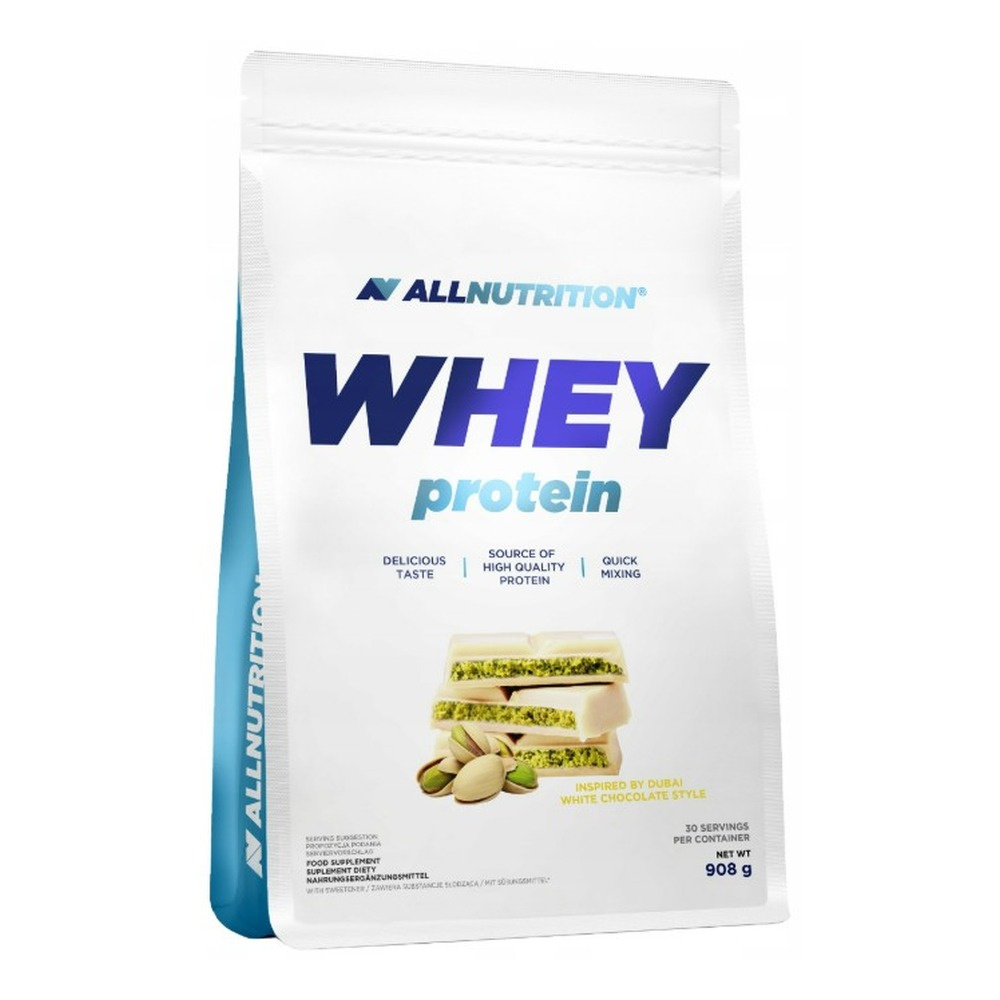 Allnutrition Whey Protein Koncentrat Białka Serwatkowego Biała Czekolada w Stylu Dubajskim 908g