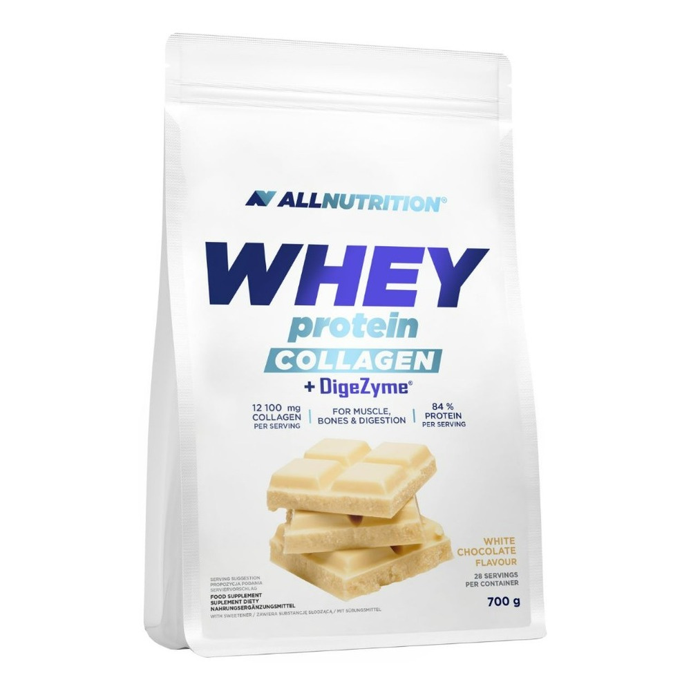 Allnutrition Whey Protein Collagen + DigeZyme WPC & Bovine Collagen White Chocolate 700g