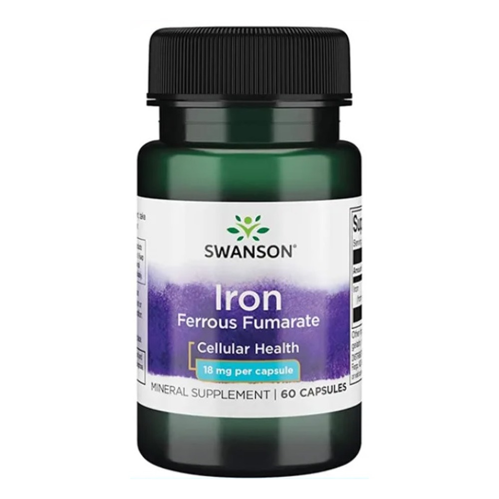 Swanson Iron Ferrous Fumarate 18mg Fumarate Żelazo 60 Kapsułek