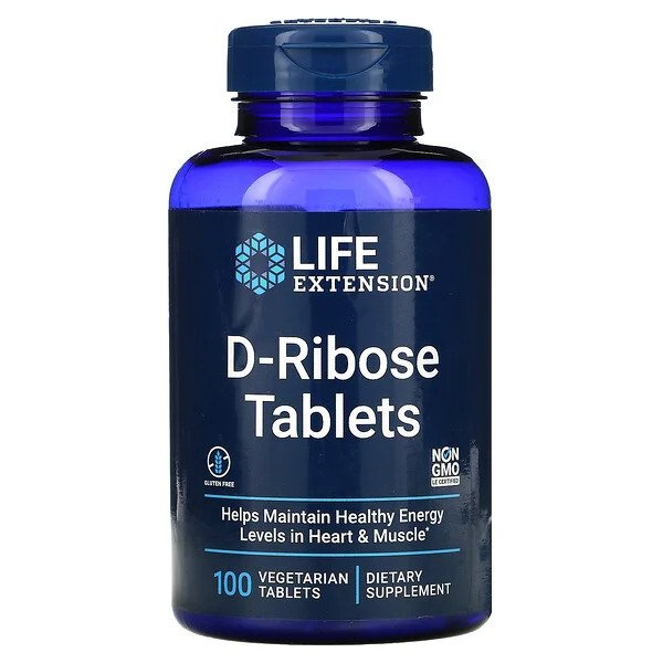 Life Extension D-Ribose Tablets for Cellular Energy Support 100 Vegetarian Tabs