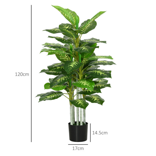 HOMCOM Artificial Evergreen Tree Fake Decorative Plant in Nursery Pot for Indoor Decor, 120cm