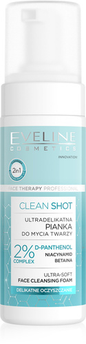 Eveline Face Therapy Professional Clean Shot 2% D-Panthenol Complex Ultra-gentle Facial Cleansing Foam for All Skin Types 150ml