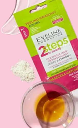 Eveline 2 Steps To Beauty Oczyszczająco-Detoksykujący Zabieg 2-Etapowy dla Skóry Tłustej i Mieszanej 2x4ml