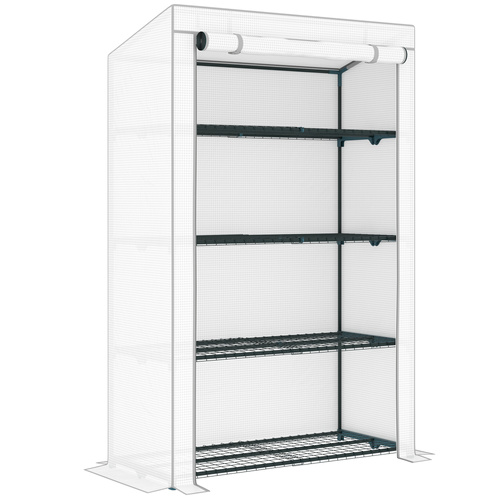 Outsunny Four-Tier Mini Greenhouse - Grey/White