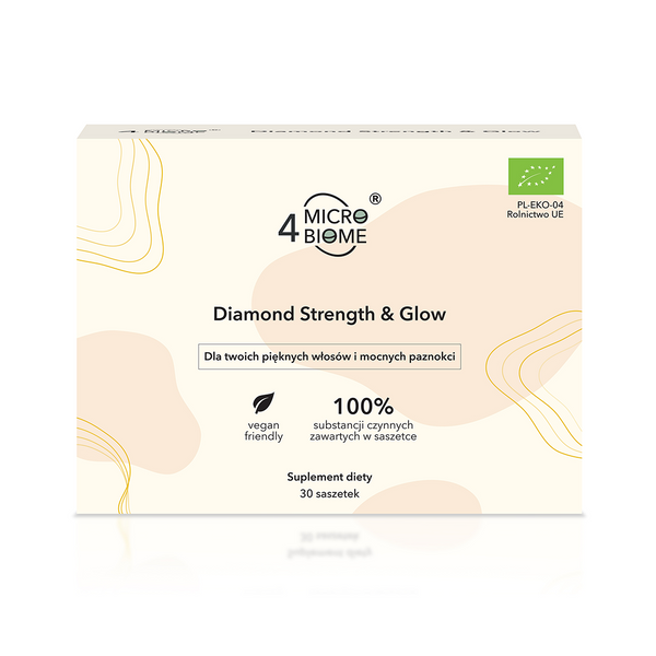 4 Microbiome Diamond Strength & Glow dla Pięknych Włosów i Paznokci 30 Saszetek Best Before 31.10.24