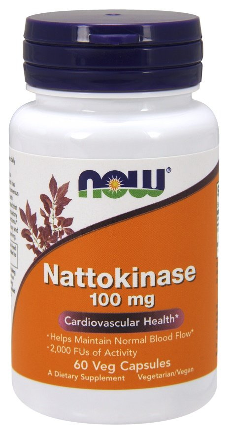 NOW Foods Nattokinaza 100mg Na Prawidłowy Przepływ Krwi 60 Kapsułek