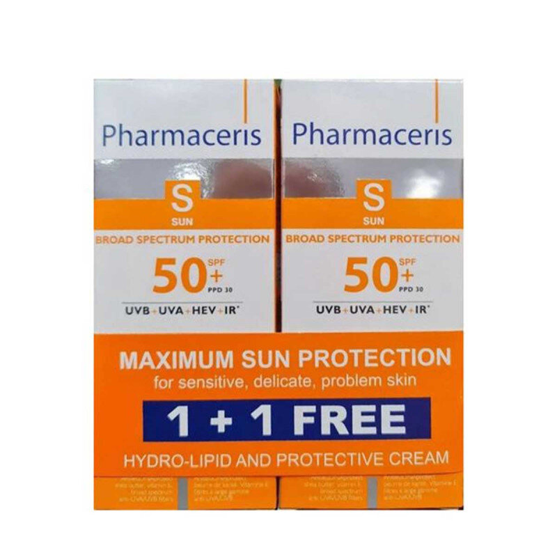 Pharmaceris S Krem o Szerokopasmowej Ochronie SPF 50+ dla Dorosłych i Dzieci do Twarzy i Okolic Oczu 50ml + 50ml Gratis