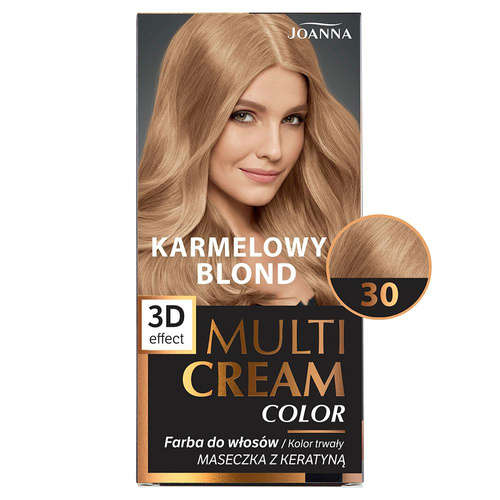 Joanna Multi Cream Color Farba do Włosów z Efektem 3D z Długotrwałym Efektem Nr 30 Karmelowy Blond 1 Sztuka