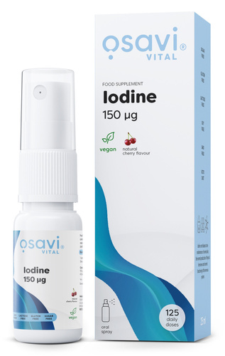 Osavi Jod w Sprayu Doustnym 150mcg o smaku Wiśniowym Na Tarczycę i Funkcje Poznawcze 25ml