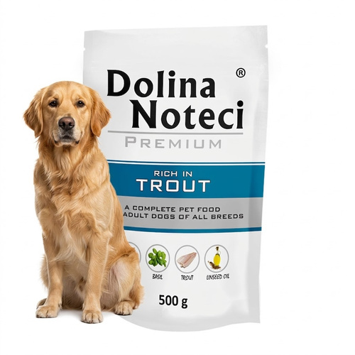Dolina Noteci Premium Trout Wet Dog Food Rich in Trout for Adult Dogs of All Breeds 500g