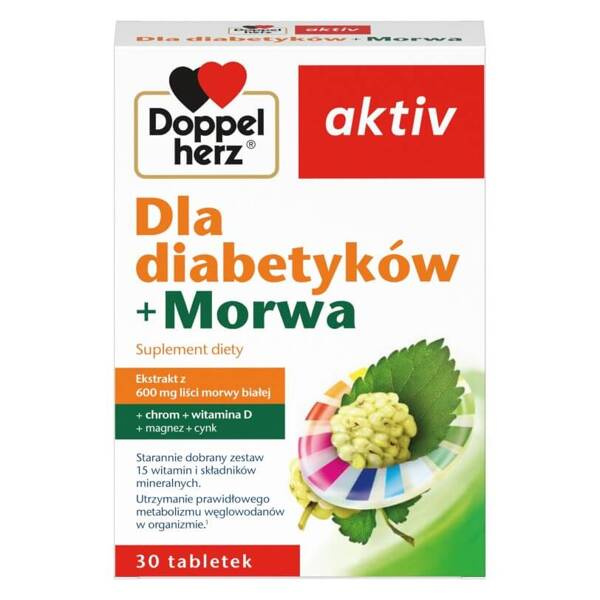 DoppelHerz Aktiv Dla Diabetyków Morwa Biała + Witaminy i Minerały 30 Tabletek