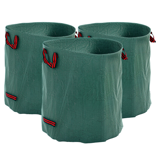 Outsunny Garden Waste Bags, 272L x 3 Heavy Duty Garden Bags, Foldable and Reusable Waste Sacks with Handles for Loading Leaf, Trash, Debris, Green