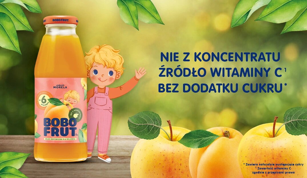 Bobo Frut Nektar Owocowy Jabłko Morela dla Niemowląt po 6. Miesiącu Życia 300ml