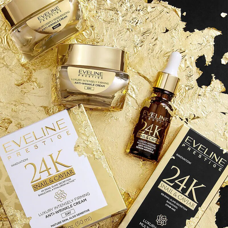 Eveline Prestige 24K Snail & Caviar Luksusowy Intensywnie Ujędrniający Krem Przeciwzmarszczkowy na Dzień 50ml