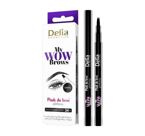 DELIA Piórkowy pisak do brwi My Wow Brows CZARNY