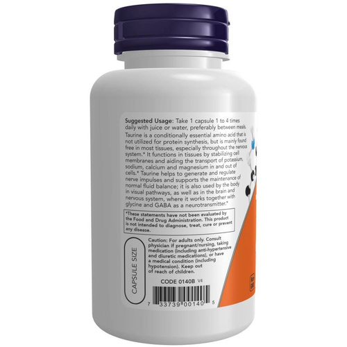 Now Foods Tauryna 500mg Wspomaga Zdrowe Widzenie 100 Kapsułek