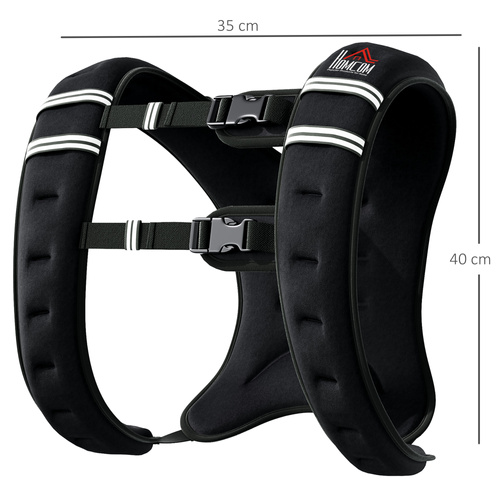 HOMCOM 10KG Weighted Vest, Running Weight Vest with Adjustable Strap, Convenient Pocket and Reflective Strips for Men and Women
