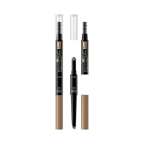 Eveline Brow Styler Multifunction 3in1 Nr 02 Ciemny Brąz 1 Sztuka