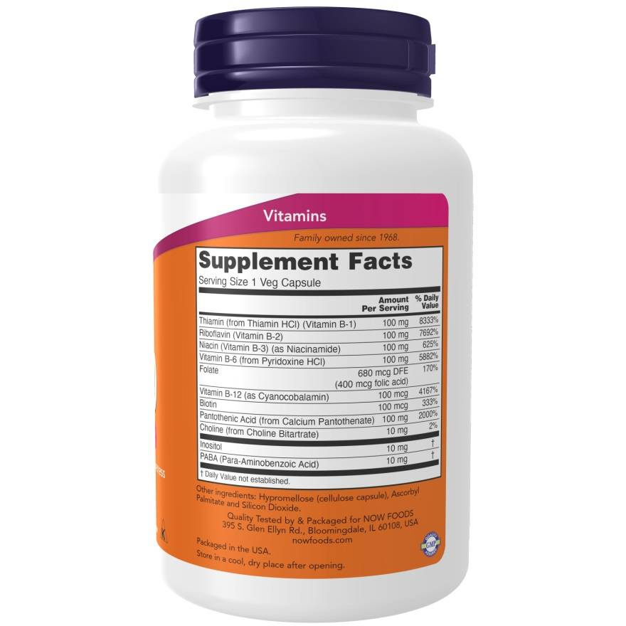 Now Foods Vitamin B-100 Complex Supports Nervous and Immune Systems 250 Capsules
