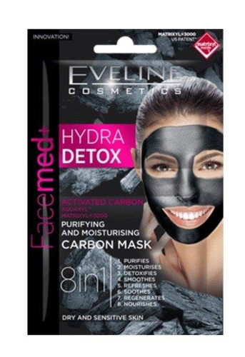 Eveline Facemed+ Hydra Deep Detox 8w1 Oczyszczająco-nawilżająca Maska Węglowa 7ml