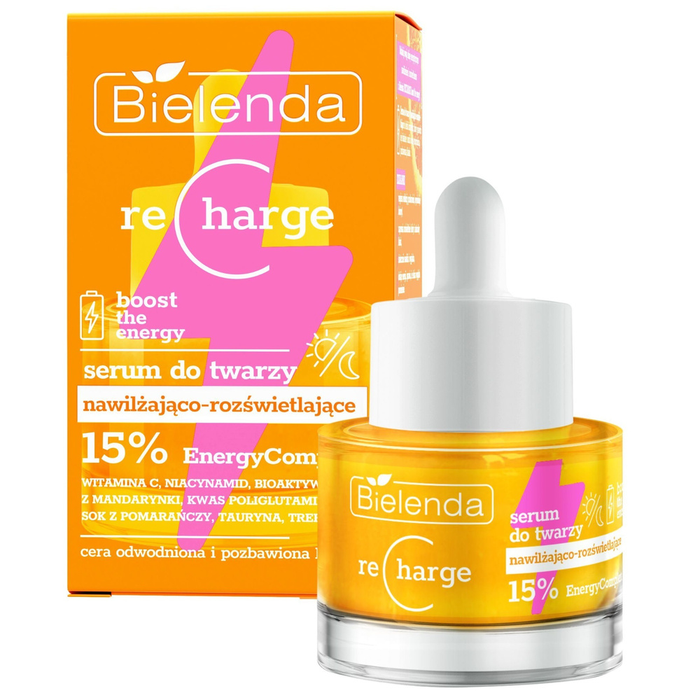 Bielenda Recharge Boost the Energy Moisturizing and Brightening Face Serum for Dehydrated Skin with Discolorations 30ml