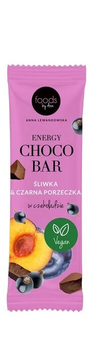 Foods by Ann Energy Choco Bar Batonik Energetyczny Śliwka Czarna Porzeczka w Czekoladzie 35g