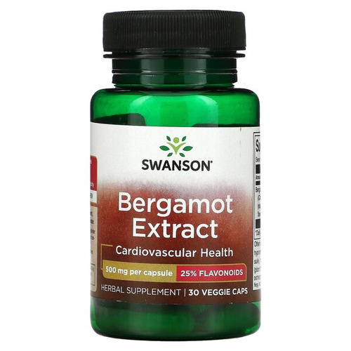 Swanson Bergamot Extract 500mg Supports Cardiovascular System 30 Capsules