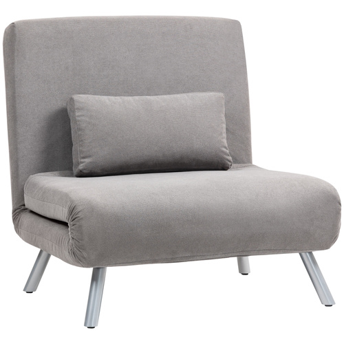 HOMCOM Single Snow Flannel Chair Bed - Grey