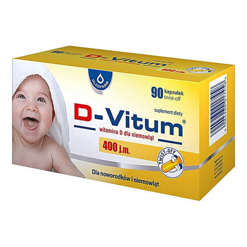 Oleofarm D-Vitum 400 IU Vitamin D3 for Infants 90 Twist-Off Capsules