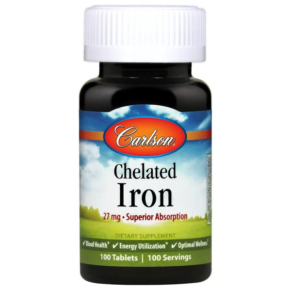 Carlson Labs Chelat Żelaza 27mg Na Zdrowie Krwi i Energię 100 Tabletek
