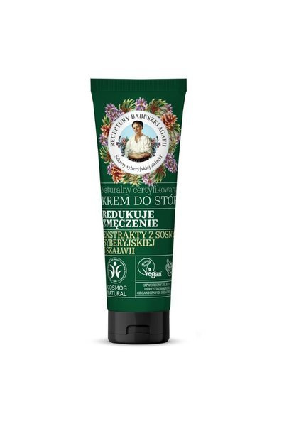 Babuszka Agafia Zielona Naturalny certyfikowany Krem do stóp Przeciwdziała zmeczeniu, 75ml 9233