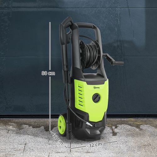 Outsunny 2200W High Pressure Washer, 170 Bar Pressure, 420 L/h Flow, Portable Electric Power Washer Jet Wash Cleaner with Adjustable Nozzle 6M Hose and Hose Reel for Home Patio Car Driveway