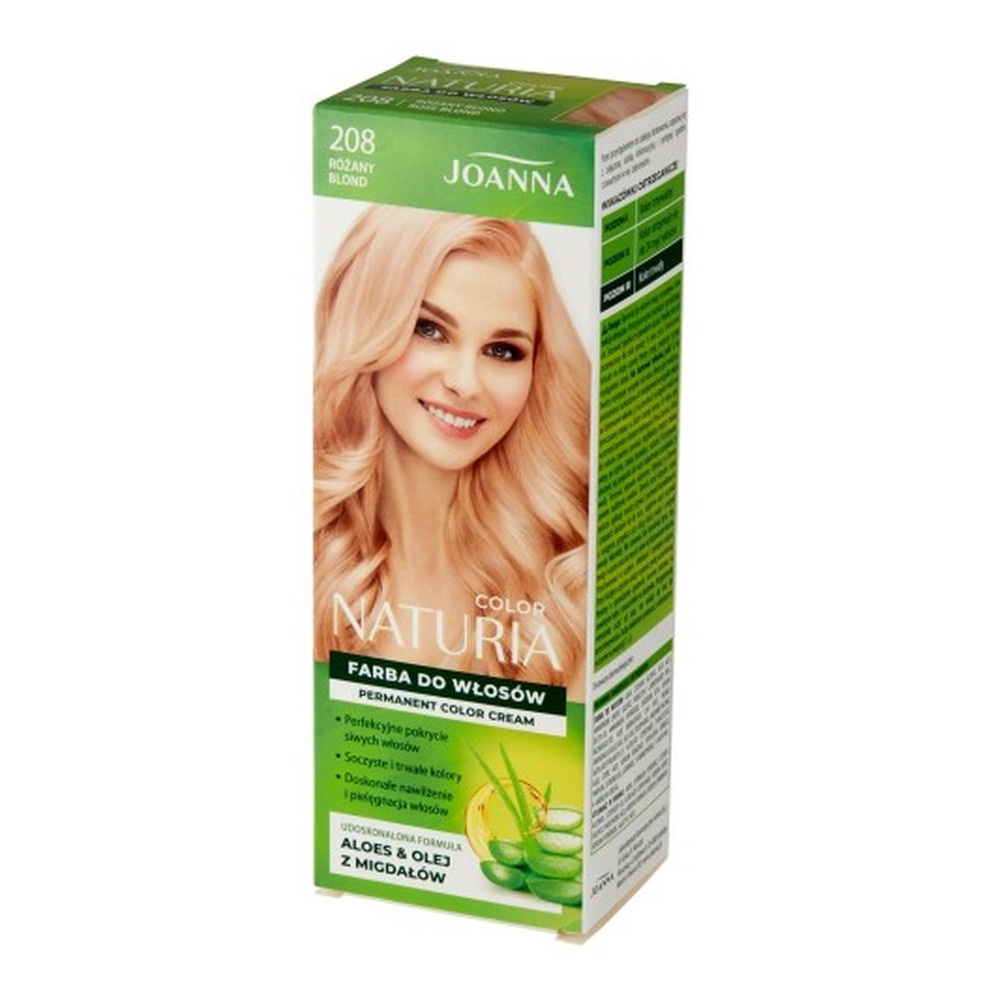 Joanna Naturia Trwały Kolor Włosów Farba Pielęgnacja Połysk Nr 208 Różany Blond 100ml