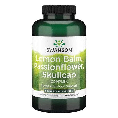 Swanson Lemon Balm Passionflower Skullcap Complex Relaks i Uspokojenie 180 Kapsułek