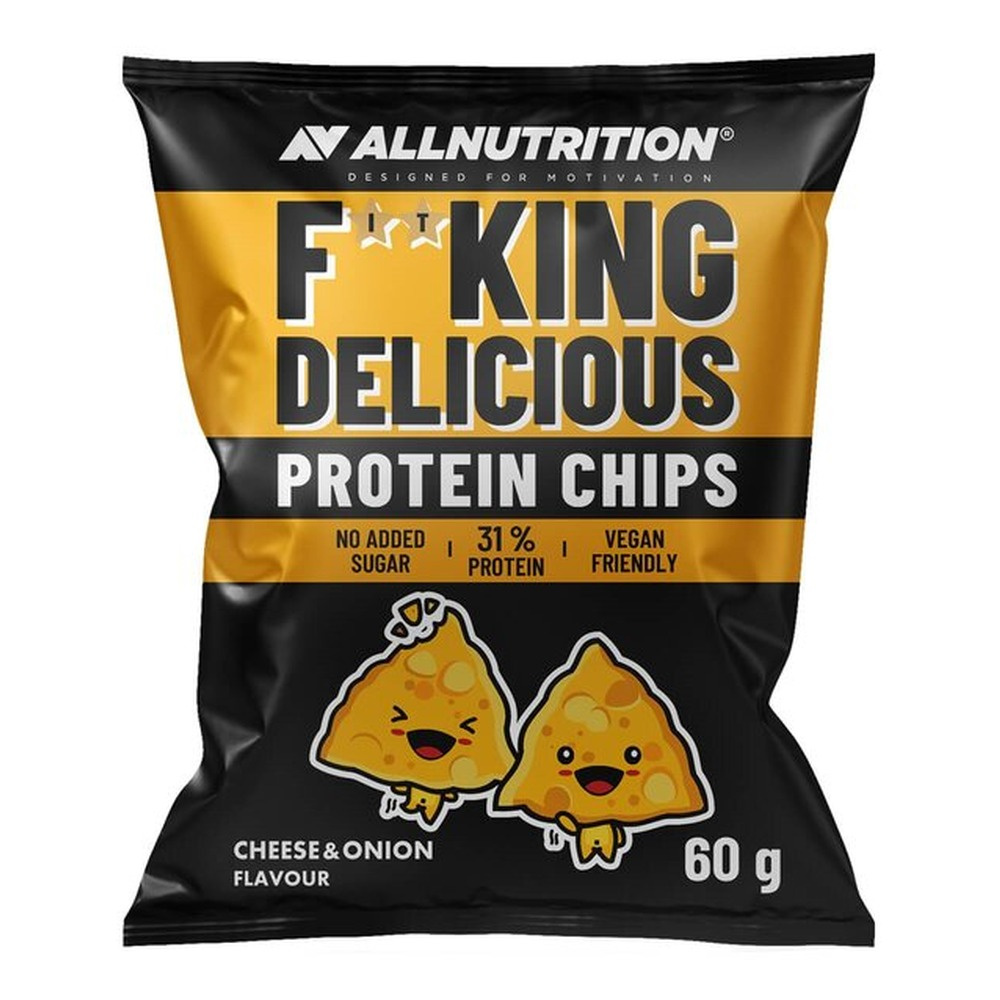 Allnutrition Fitking Delicious Protein Chipsy z Dodatkiem Białka Grochu Ser i Cebulka 60g 