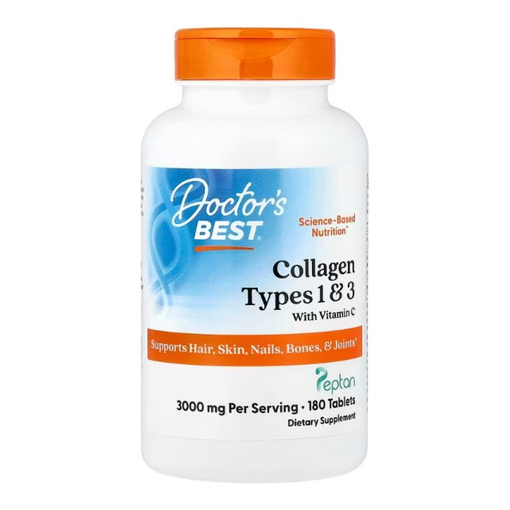 Doctor's Best Collagen Types 1 and 3 with Peptan and Vitamin C 1000mg 180 Tabletek