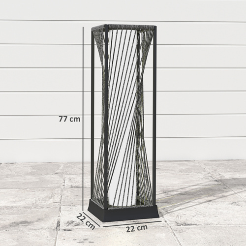 Outsunny Garden Rattan Lamp, 77 cm Tall Solar Rattan Floor Lamp, Solar Garden Light with Auto On/Off LED Lights, IP44 Waterproof for Outdoor, Porch, Pathway, Deck, Grey