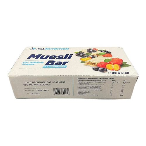 Allnutrition Muesli Bar + L-Carnitine Baton Musli Jogurt Acerola 30gx32