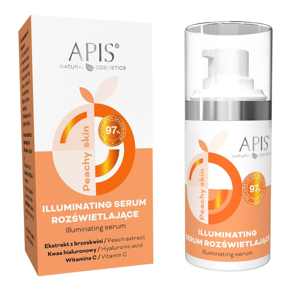 Apis Peachy Skin Illuminating Serum with Peach Extract Hyaluronic Aid and Vit. C for Gray Skin 15ml