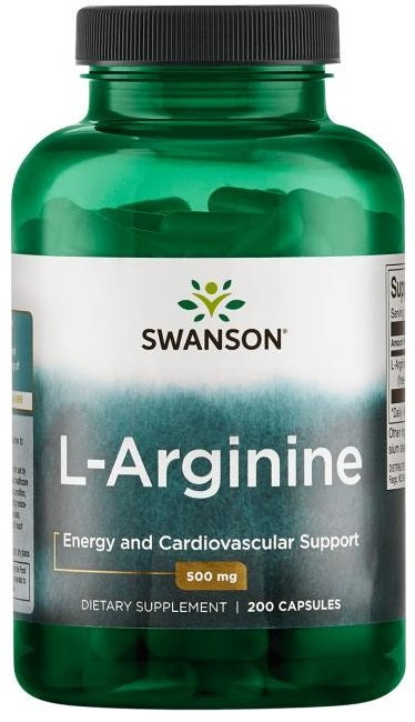 Swanson L-Arginine 500mg Wspomaga Wydolność Organizmu 200 Kapsułek