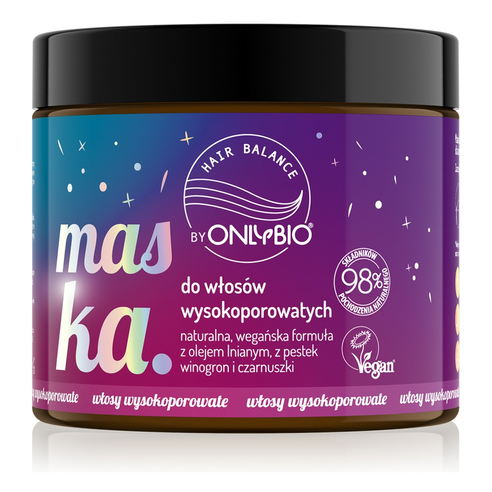 OnlyBio Maska do Włosow Wysokoporowatych z Olejem Lnianym i Czarnuszki 400ml