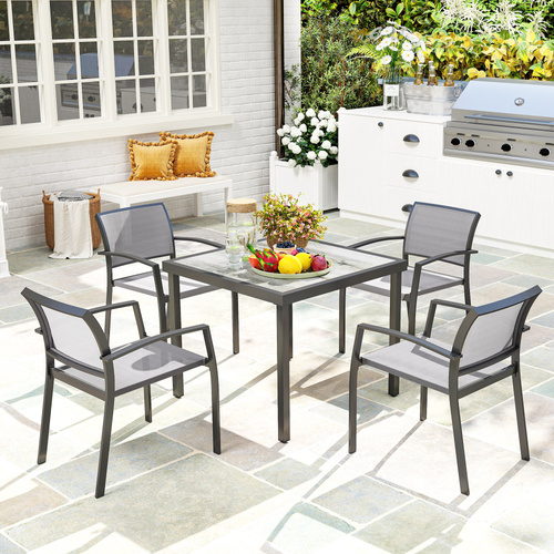 Outsunny Five-Piece Outdoor Garden Dining Set - Grey